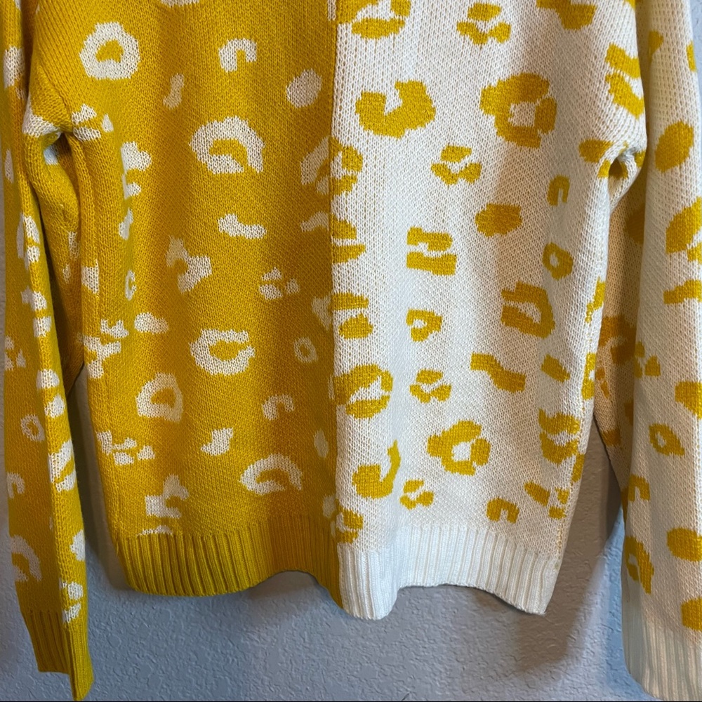 ANDREE by Unit Split Color Leopard Print Cardigan - Picture 9 of 10